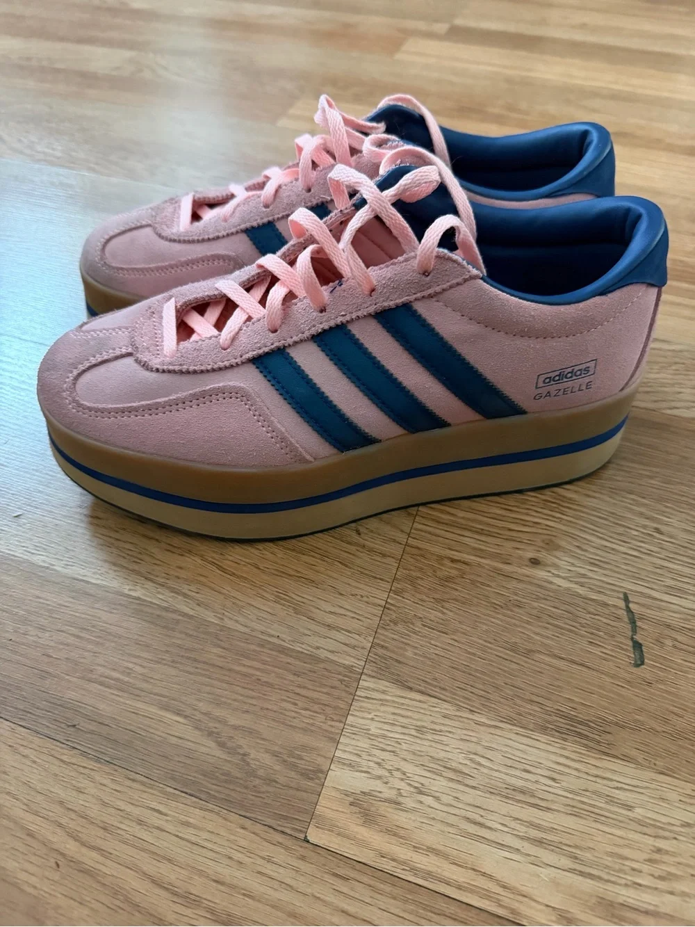 adidas Pink and Navy Women’s Platform Gazelle Sneakers